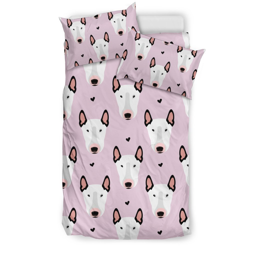 Bull Terrier Pink Print Pattern Duvet Cover Bedding Set