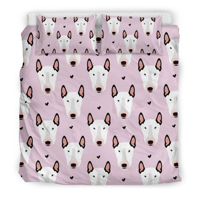 Bull Terrier Pink Print Pattern Duvet Cover Bedding Set