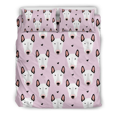 Bull Terrier Pink Print Pattern Duvet Cover Bedding Set