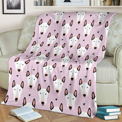 Bull Terrier Pink Print Pattern Fleece Blanket
