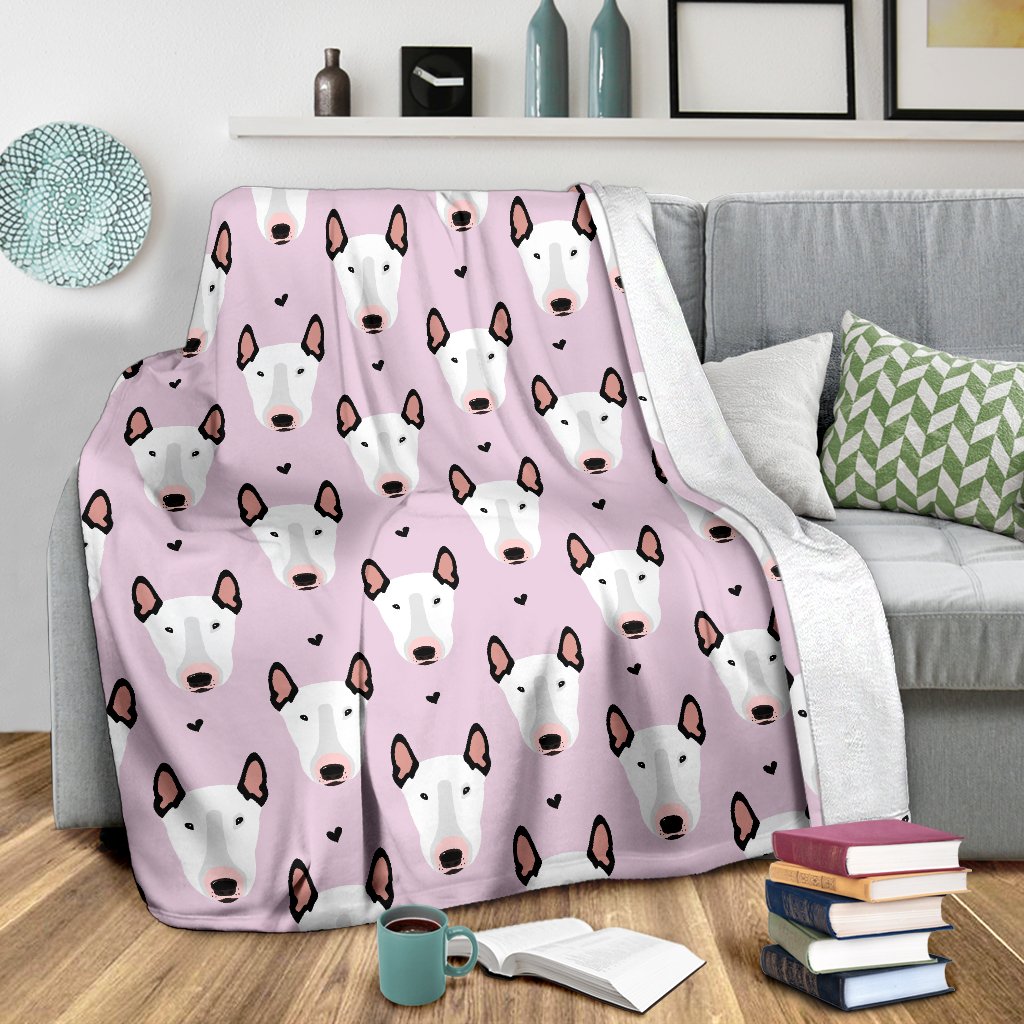 Bull Terrier Pink Print Pattern Fleece Blanket