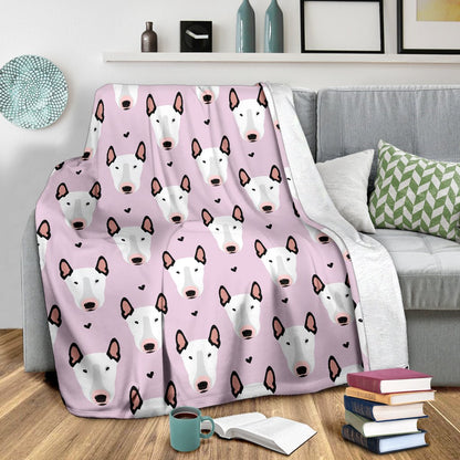 Bull Terrier Pink Print Pattern Fleece Blanket