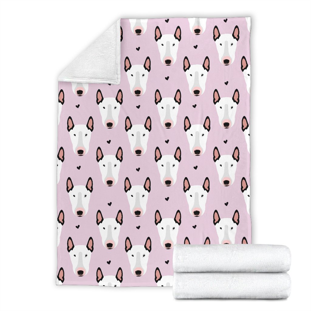 Bull Terrier Pink Print Pattern Fleece Blanket