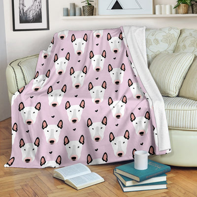 Bull Terrier Pink Print Pattern Fleece Blanket