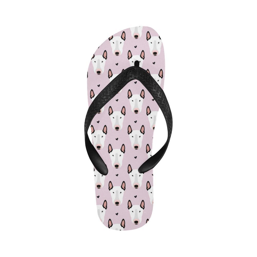 Bull Terrier Pink Print Pattern Flip Flops-JTAMIGO.COM