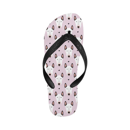 Bull Terrier Pink Print Pattern Flip Flops-JTAMIGO.COM