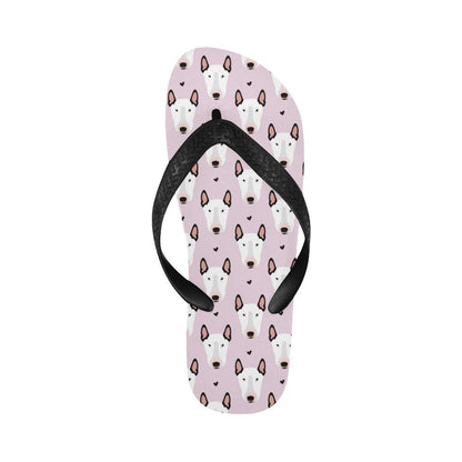 Bull Terrier Pink Print Pattern Flip Flops-JTAMIGO.COM