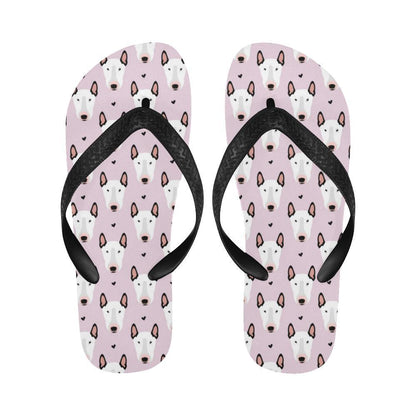 Bull Terrier Pink Print Pattern Flip Flops-JTAMIGO.COM