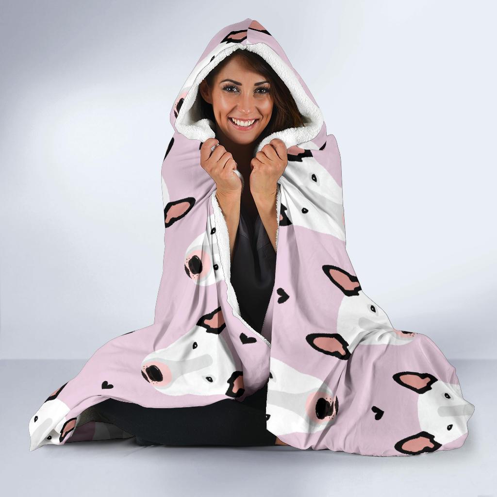 Bull Terrier Pink Print Pattern Hooded Blanket-JTAMIGO.COM