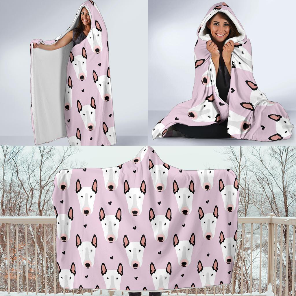 Bull Terrier Pink Print Pattern Hooded Blanket-JTAMIGO.COM