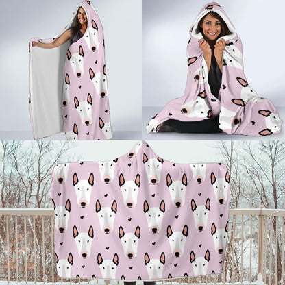 Bull Terrier Pink Print Pattern Hooded Blanket-JTAMIGO.COM