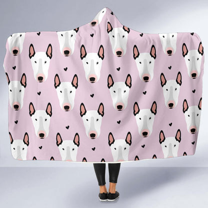 Bull Terrier Pink Print Pattern Hooded Blanket-JTAMIGO.COM