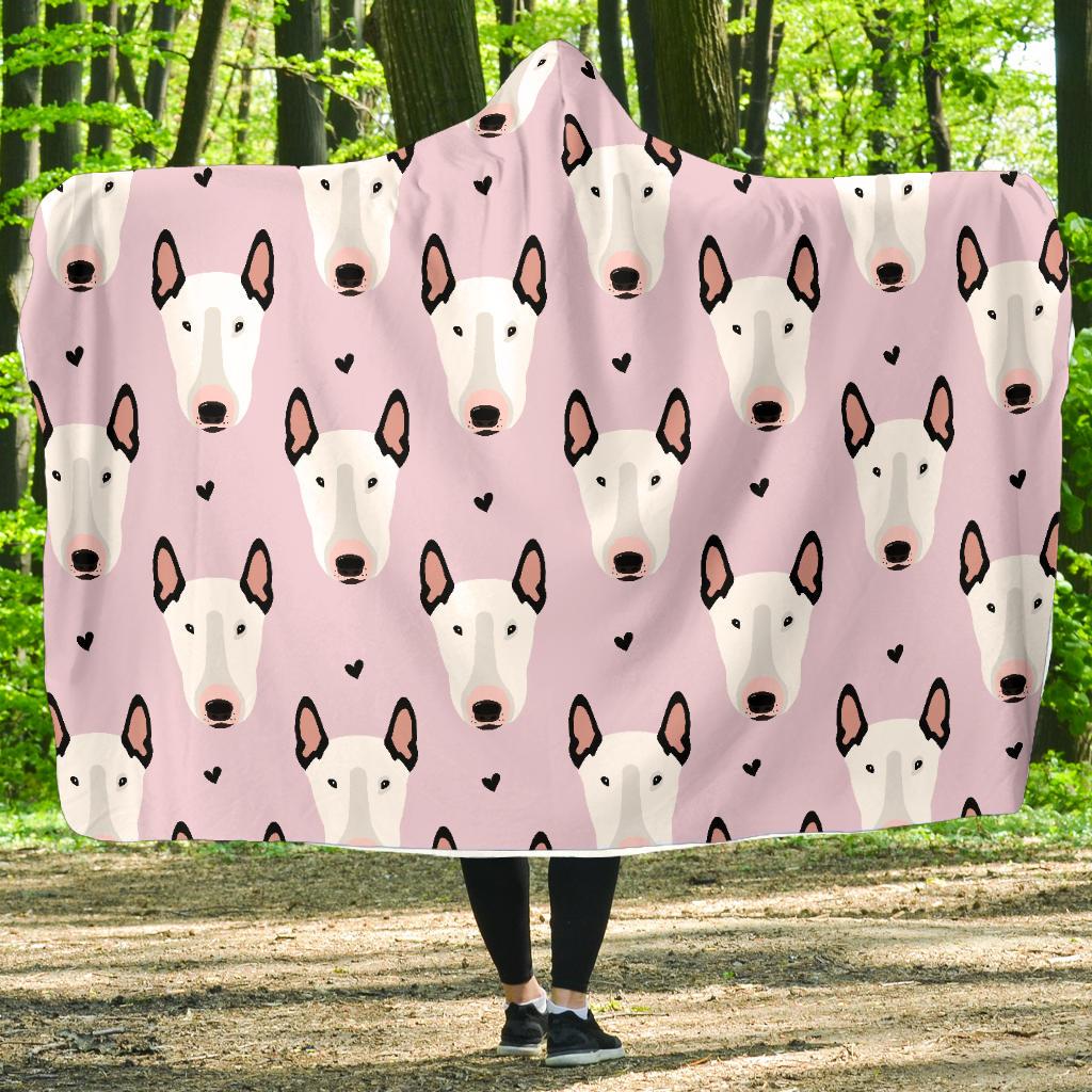 Bull Terrier Pink Print Pattern Hooded Blanket-JTAMIGO.COM
