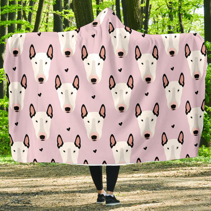 Bull Terrier Pink Print Pattern Hooded Blanket-JTAMIGO.COM