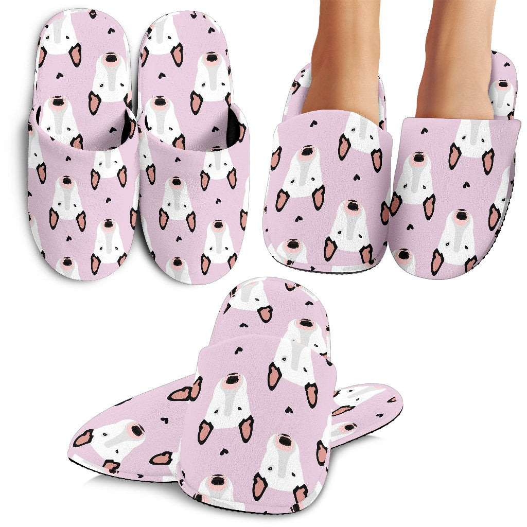 Bull Terrier Pink Print Pattern House Slippers