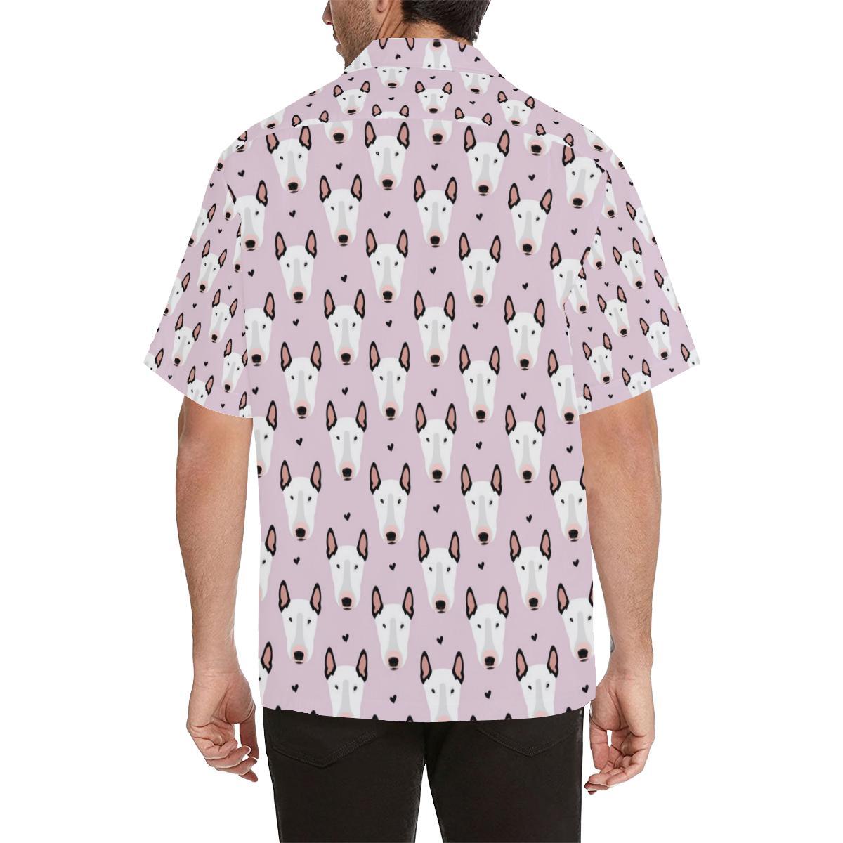 Bull Terrier Pink Print Pattern Men Aloha Hawaiian Shirt