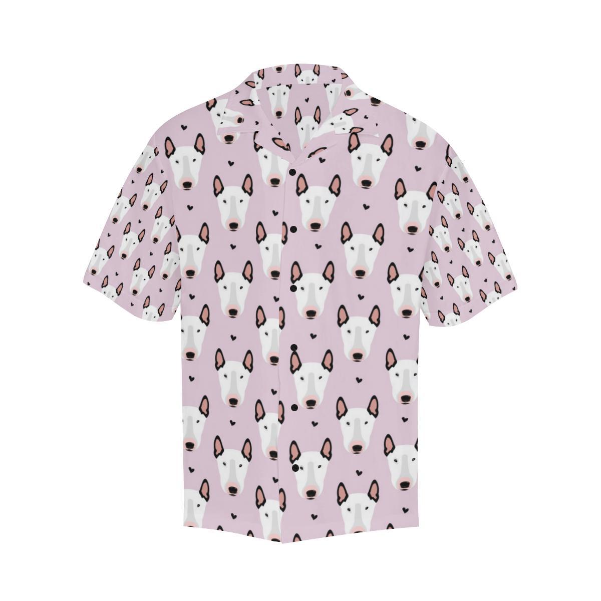Bull Terrier Pink Print Pattern Men Aloha Hawaiian Shirt
