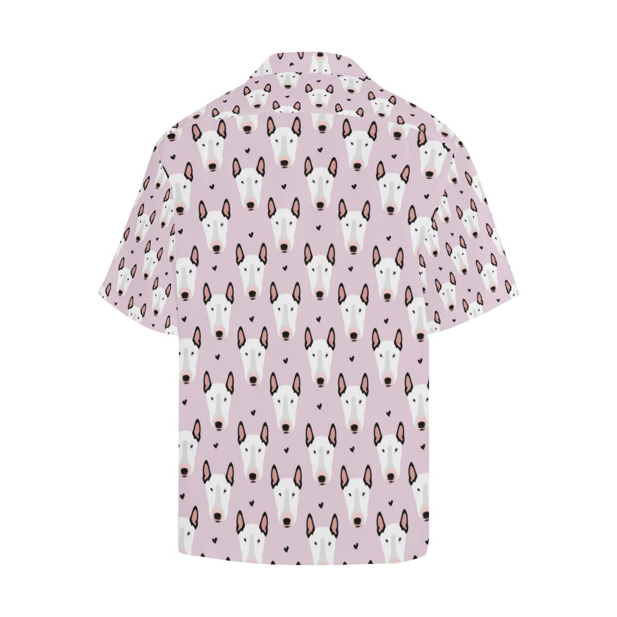 Bull Terrier Pink Print Pattern Men Aloha Hawaiian Shirt