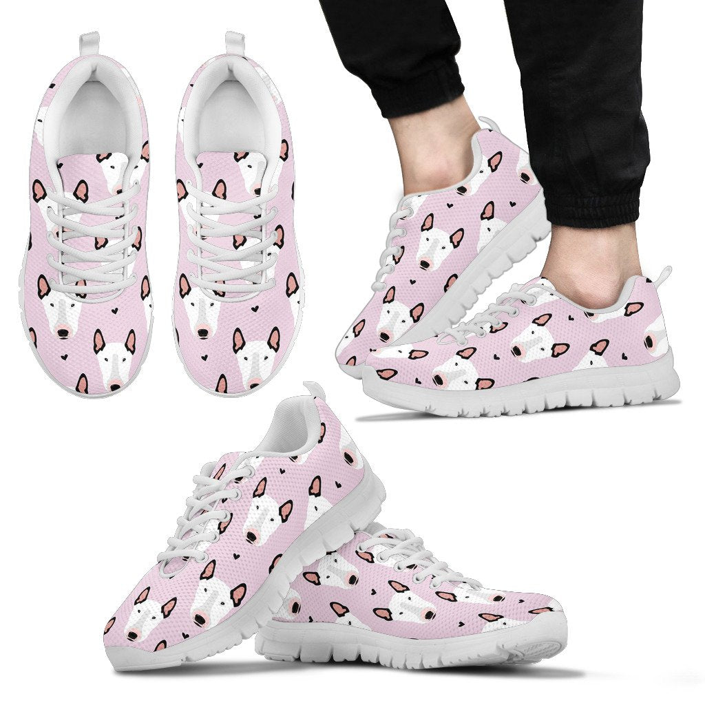 Bull Terrier Pink Print Pattern Men Sneakers Shoes