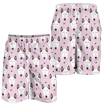 Bull Terrier Pink Print Pattern Mens Shorts-JTAMIGO.COM