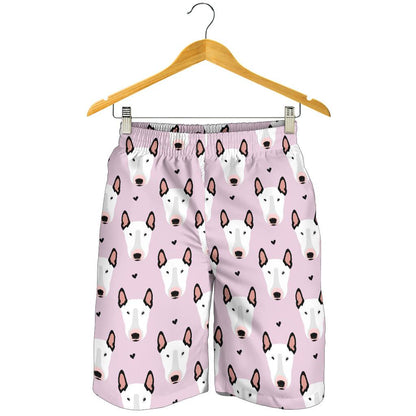 Bull Terrier Pink Print Pattern Mens Shorts-JTAMIGO.COM
