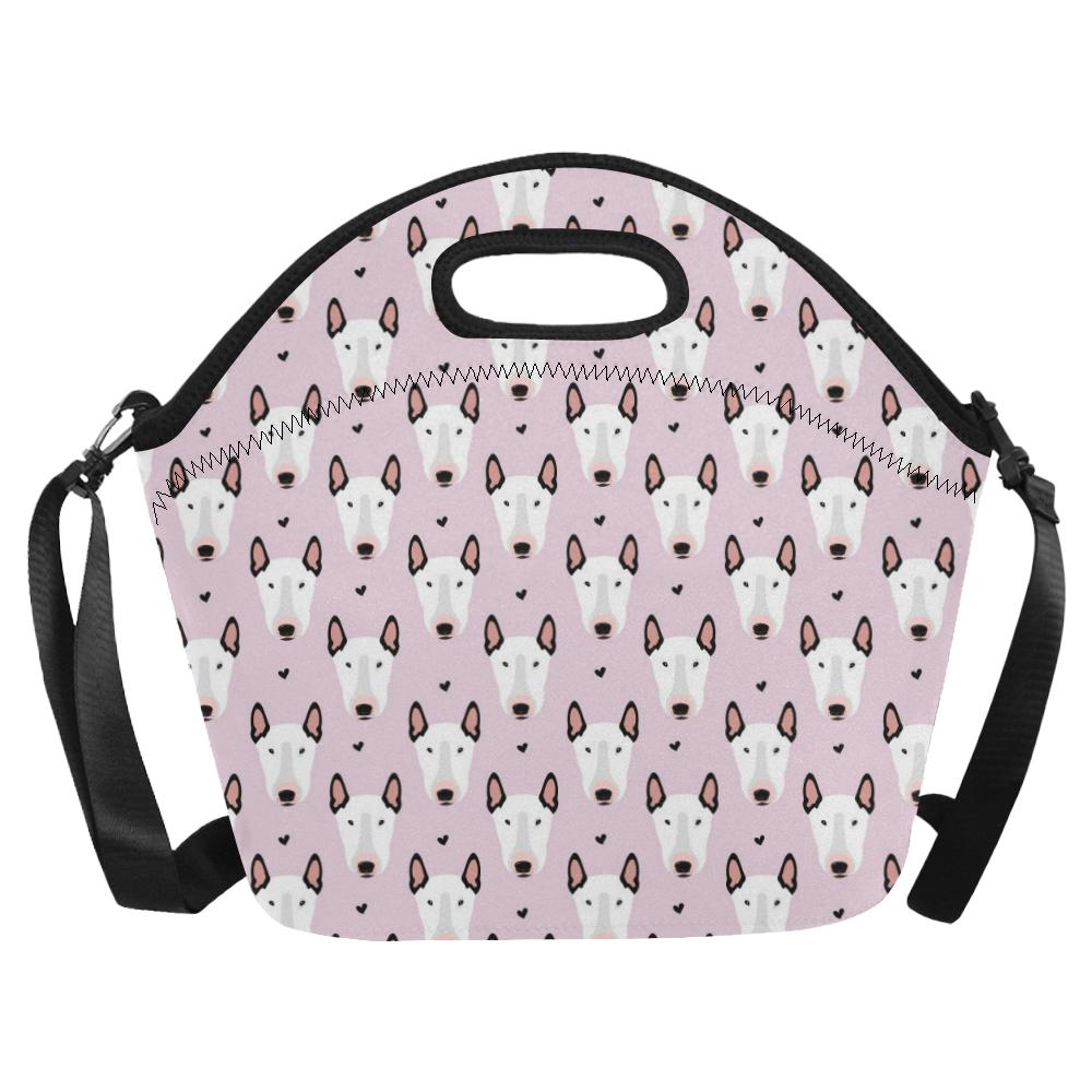 Bull Terrier Pink Print Pattern Neoprene Lunch Bag (Model 1669)(Large)-JTAMIGO.COM