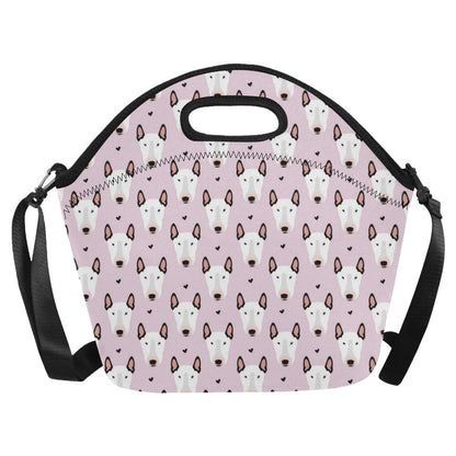 Bull Terrier Pink Print Pattern Neoprene Lunch Bag (Model 1669)(Large)-JTAMIGO.COM