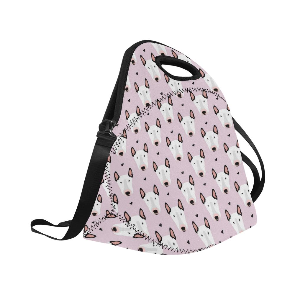 Bull Terrier Pink Print Pattern Neoprene Lunch Bag (Model 1669)(Large)-JTAMIGO.COM