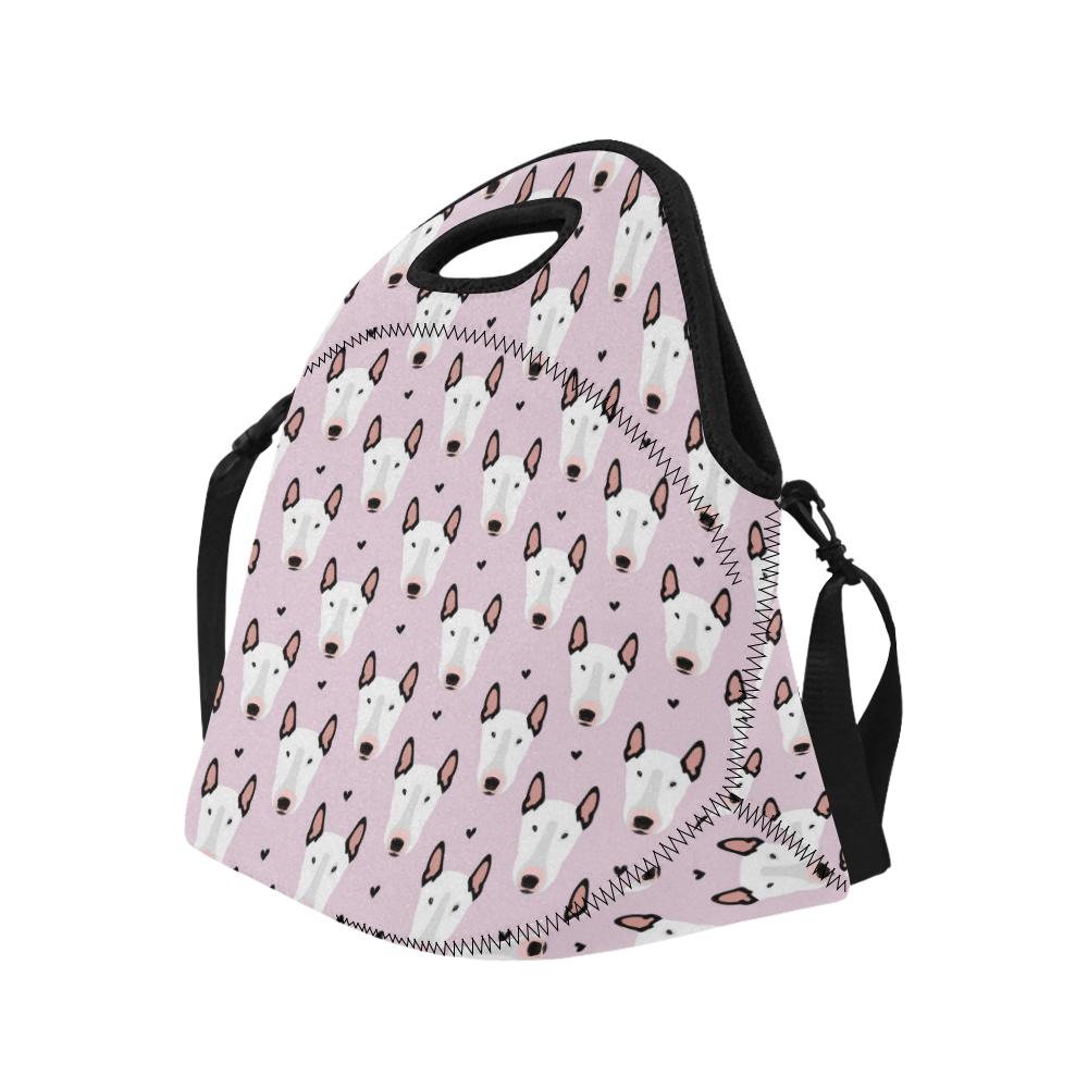 Bull Terrier Pink Print Pattern Neoprene Lunch Bag (Model 1669)(Large)-JTAMIGO.COM