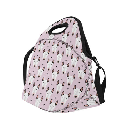 Bull Terrier Pink Print Pattern Neoprene Lunch Bag (Model 1669)(Large)-JTAMIGO.COM
