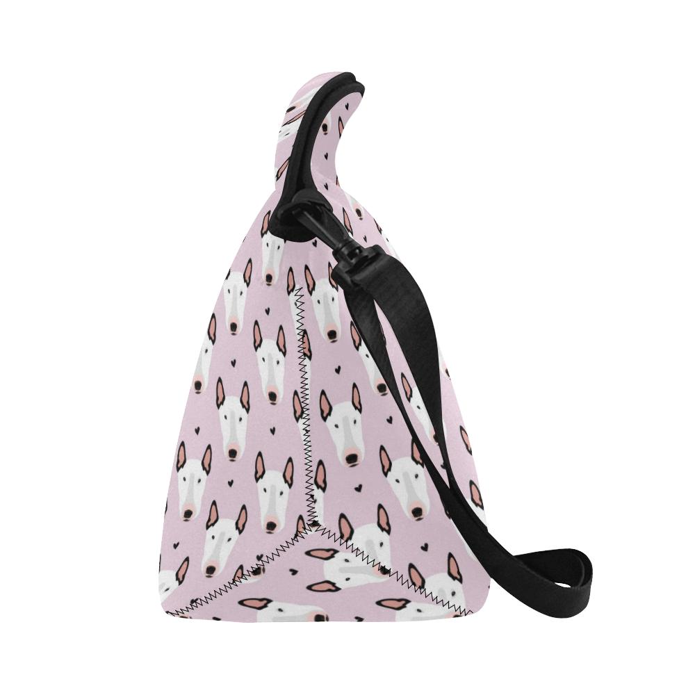 Bull Terrier Pink Print Pattern Neoprene Lunch Bag (Model 1669)(Large)-JTAMIGO.COM