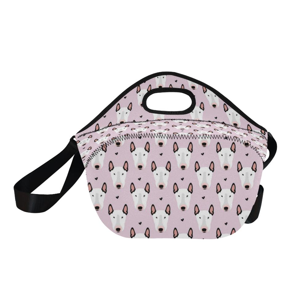 Bull Terrier Pink Print Pattern Neoprene Lunch Bag (Model 1669)(Large)-JTAMIGO.COM