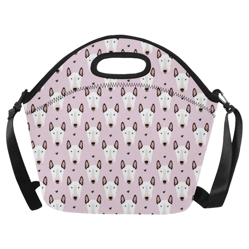 Bull Terrier Pink Print Pattern Neoprene Lunch Bag (Model 1669)(Large)-JTAMIGO.COM