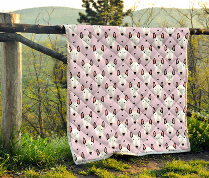 Bull Terrier Pink Print Pattern Premium Quilt-JTAMIGO.COM