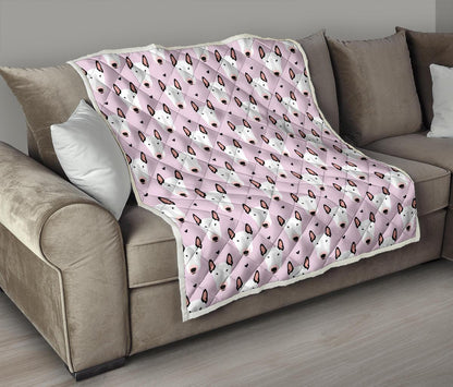 Bull Terrier Pink Print Pattern Premium Quilt-JTAMIGO.COM