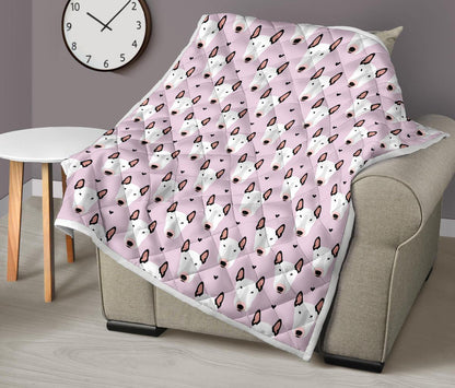 Bull Terrier Pink Print Pattern Premium Quilt-JTAMIGO.COM
