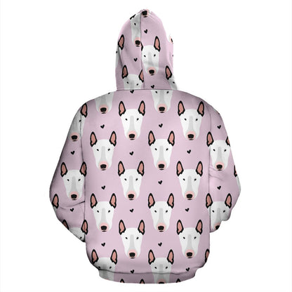 Bull Terrier Pink Print Pattern Pullover Hoodie