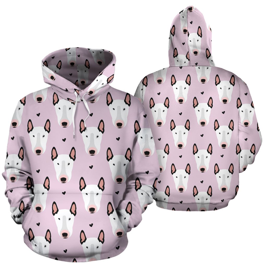 Bull Terrier Pink Print Pattern Pullover Hoodie