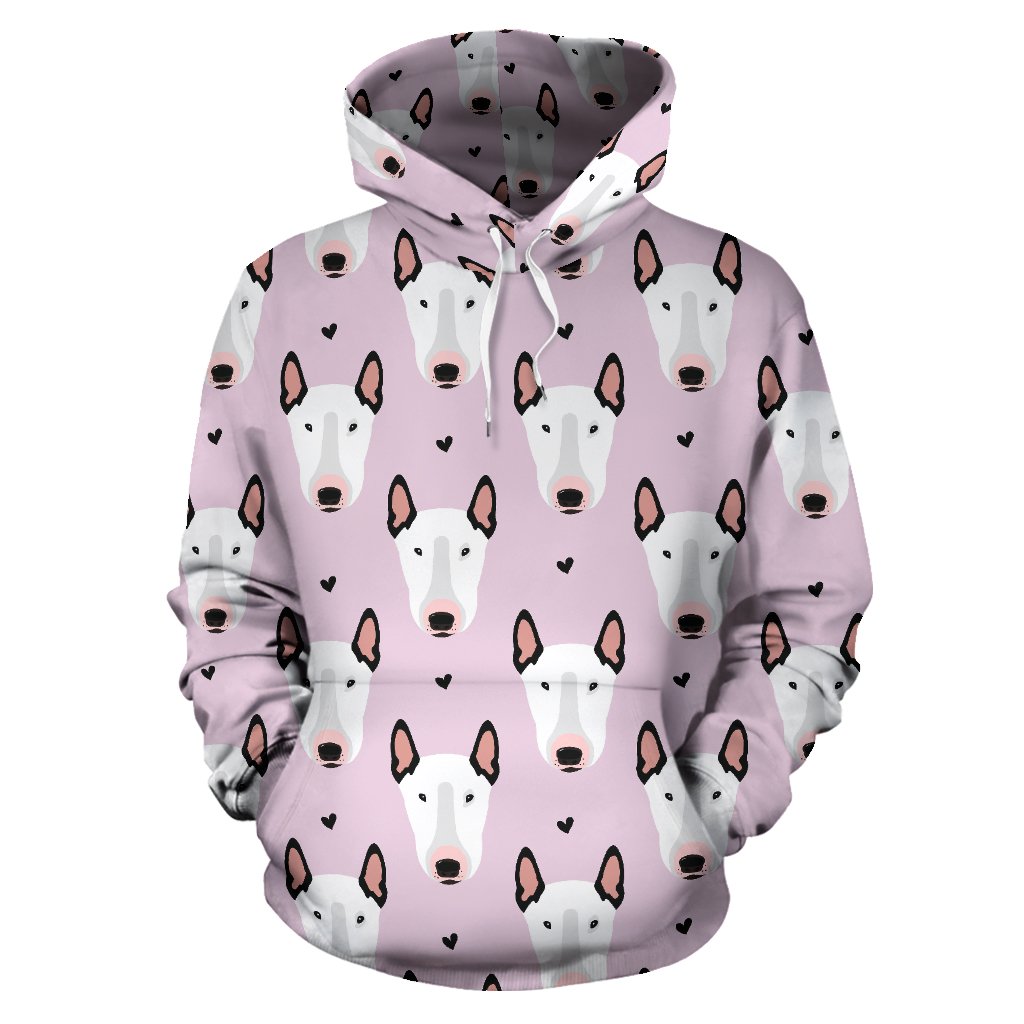 Bull Terrier Pink Print Pattern Pullover Hoodie