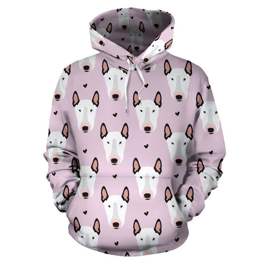 Bull Terrier Pink Print Pattern Pullover Hoodie
