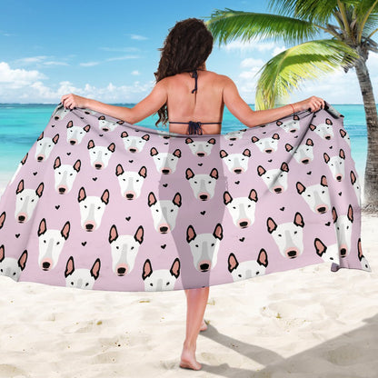 Bull Terrier Pink Print Pattern Sarong Pareo Wrap