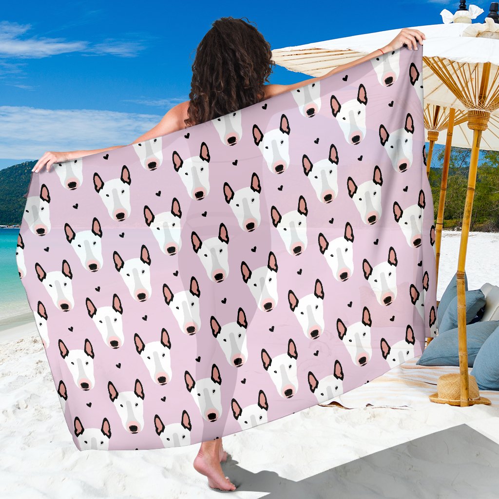 Bull Terrier Pink Print Pattern Sarong Pareo Wrap