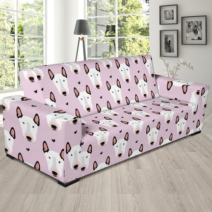 Bull Terrier Pink Print Pattern Sofa Slipcover-JTAMIGO.COM