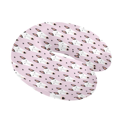 Bull Terrier Pink Print Pattern U-Shaped Travel Neck Pillow-JTAMIGO.COM