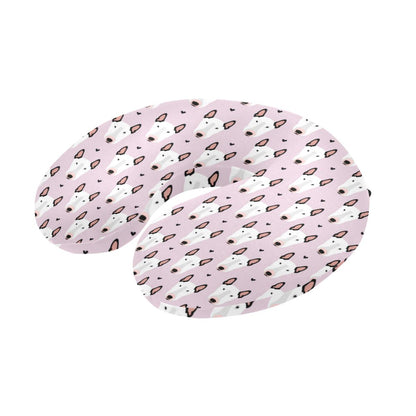 Bull Terrier Pink Print Pattern U-Shaped Travel Neck Pillow-JTAMIGO.COM