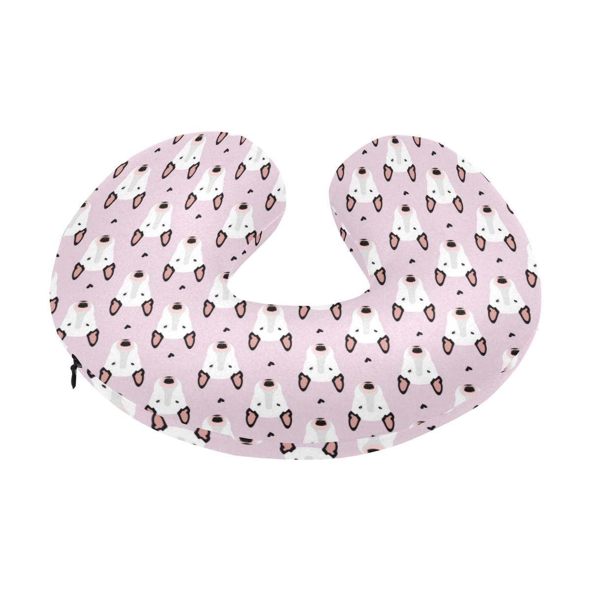 Bull Terrier Pink Print Pattern U-Shaped Travel Neck Pillow-JTAMIGO.COM