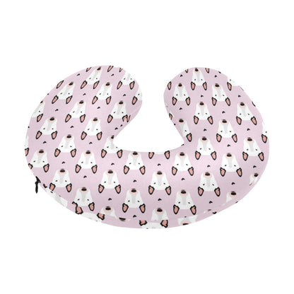 Bull Terrier Pink Print Pattern U-Shaped Travel Neck Pillow-JTAMIGO.COM