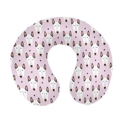 Bull Terrier Pink Print Pattern U-Shaped Travel Neck Pillow-JTAMIGO.COM
