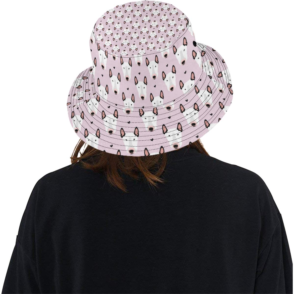 Bull Terrier Pink Print Pattern Unisex Bucket Hat