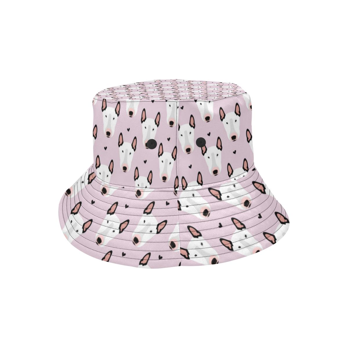 Bull Terrier Pink Print Pattern Unisex Bucket Hat